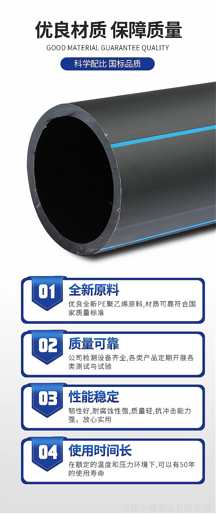 中雄HDPE管道  新农村高标准农田灌溉专用管(图2)